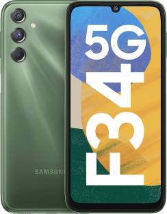 Add to Compare SAMSUNG Galaxy F34 5G (Mystic Green, 128 GB) 4.22,006 Ratings & 217 Reviews 6 GB RAM | 128 GB ROM | Expandable Upto 1 TB 16.51 cm (6.5 inch) Full HD+ Display 50MP (OIS) + 8MP + 2MP | 13MP Front Camera 6000 mAh Battery Exynos 1280 Processor 1 Year Manufacturer Warranty for Device and 6 Months Manufacturer Warranty for In-Box Accessories ₹18,999 ₹24,499 22% off Free delivery by Today Upto ₹18,400 Off on Exchange No Cost EMI from ₹2,111/month
