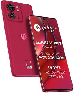 Coming Soon Add to Compare MOTOROLA Edge 40 (Viva Magenta, 256 GB) 4.27,183 Ratings & 1,282 Reviews 8 GB RAM | 256 GB ROM 16.64 cm (6.55 inch) Full HD+ Display 50MP + 13MP | 32MP Front Camera 4400 mAh Battery Dimensity 8020 Processor 1 Year Handset and 6 Months Accessories ₹29,999 ₹34,999 14% off