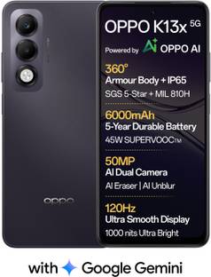 OPPO K13x 5G 6000mAh and 45W SUPERVOOC Charger & AI (Midnight Violet, 128 GB)