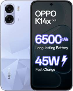 OPPO K14x 5G 6500mAh and 45W SUPERVOOC Charger & AI (Icy Blue, 128 GB)