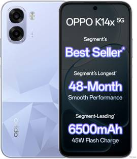 OPPO K14x 5G 6500mAh and 45W SUPERVOOC Charger & AI (Icy Blue, 128 GB)