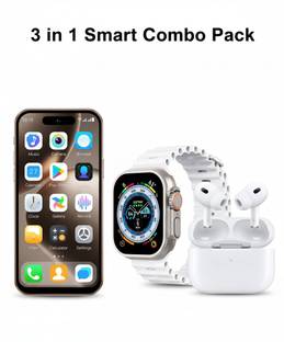 Amozkart T400 3 in 1 Combo Pack with Smartphone Smartwatch With Earbuds (Gold, 16 GB)