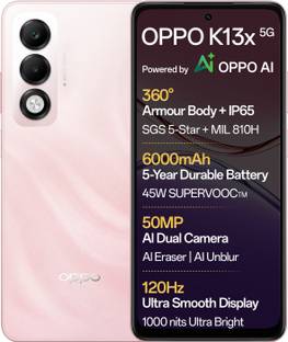 OPPO K13x 5G 6000mAh and 45W SUPERVOOC Charger & AI (Sunset Peach, 128 GB)