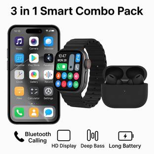kasjiry New BOLD T400 3 in 1 Combo Pack with Smartphone Smartwatch With Earbuds (Black, 16 GB)