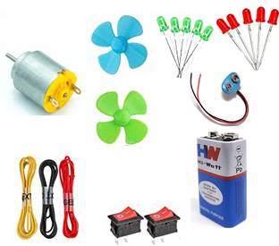 Easychoice Science Experiment /DC Motor/9V Battery/ LEDs/Mini Switch for Project DIYs Model Building Kit