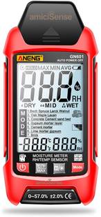 amiciSense 7-in-1 Digital Hygrometer for Building Supplies, Wall Seepage Meter with Temperature Measurement Pin-Type Digital Moisture Measurer