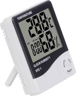 GoodsBazaar 2 in 1 Analog Temperature and Humidity Meter High Accuracy Needle Type Hygrometer Thermometer Thermohygro Weather Station Room Wall Thermometer Manual Table Clock with Temperature & Moisture Meter Digital Temperature Humidity Meter / Calendar / Clock / Alarm HTC-1 Hygrometer Pinless Digital Moisture Measurer