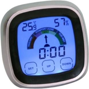 BALRAMA Kt-908 Digital Hygrometer Electronic Thermo Hygro Large Big Screen Indoor Outdoor Temperature Meter LCD Display Humidity Tester Meter Tester Tool Temperature Alarm Clock Time with External Probe Sensor RT4231 Hygrometer With Backlight Touch Screen HTC Digital Hygrometer Temperature Pinless Digital Moisture Measurer