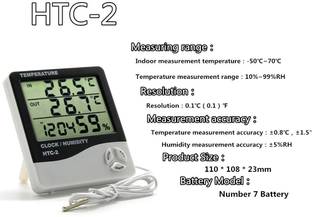 BALRAMA TA298 Super Large 3.5"x2.5" LCD Screen Digital Hygrometer Thermo Hygro Humidity Meter Tester with Max Min Memory + Clock + Calendar + Alarm + Room Wall Thermometer with Sensor Probe Cable for Indoor and Outdoor Digital HTC-2 HTC HYGROMETER Pin-Type Digital Moisture Measurer