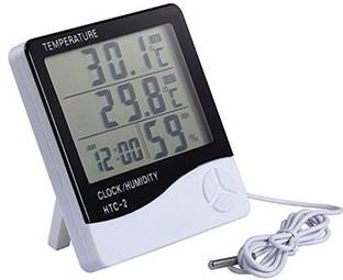 GosFrid with GF LOGO Abstract Thermometer Plastic Clock with Sensor Cable HTC-2 All-in-One Digital Moisture Measurer