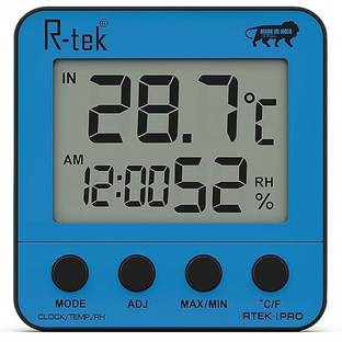 R-tek Digital Thermo Hygrometer | Temperature Humidity Clock Meter RTEK-IPRO Pinless Digital Moisture Measurer