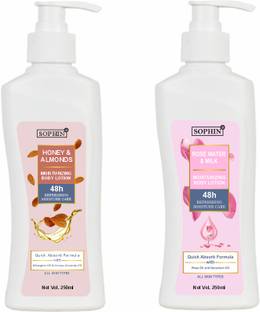 sophin Honey & Almonds Advanced Body Lotion And Rose Water & Milk Body Lotion