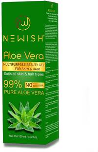 NEWISH Pure Aloe Vera Multipurpose Beauty Gel For Young Radiant Acne free Skin, Moisturizer & Hair Treatment 130 ML (130 ml)
