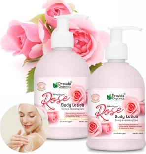 Dravida Organics Deep Moisturizing Rose Body Lotion for Dry Skin | Moisturizer for Men & Women