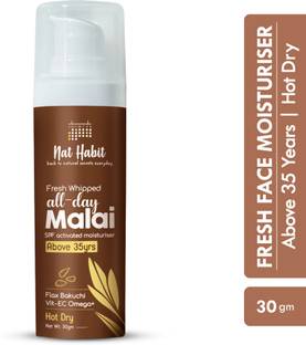 Nat Habit Summer Face Malai Cream Fresh Whipped Flax Bakuchi Hydrating Skin Moisturizer