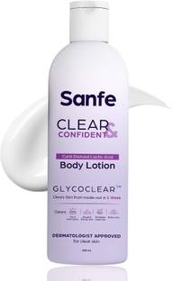 Sanfe Clear & Confident Glycolic Acid Body Lotion, Strawberry Skin, Tan Removal