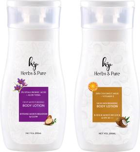 Herbs and Pure Daily Combo of Hyaluronic Aloe Body Lotion & Coconut Milk Skin Nourishing Lotion