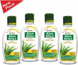 Allen Ayur AloeAllen Ayurvedic Body Lotion | Enriched with Aloevera & Vit-E | (120ml X 4)