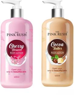 THE PINK RUSH Body Lotion (Cherry & Cocoa ) Pack of 2 400ml Each Smooth Skin Body And Face