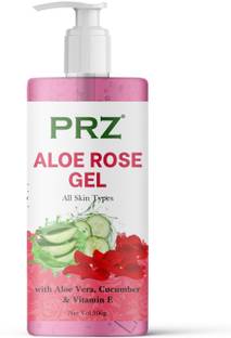 PRZ 100% Pure & Natural Aloe Rose Gel with Aloe Vera, Rose & Vitamin E for Skin