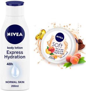 NIVEA Express Hydration 200ml and Peach cream set of 2pc