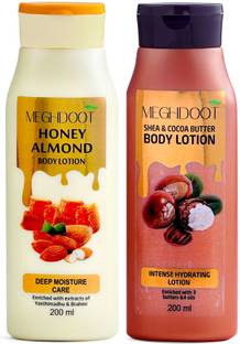 MEGHDOOT Combo Pack of Honey Almond Shea and Cocoa Butter Body Lotion(200ml Each)
