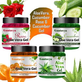 Gantavya 100% Pure & Natural Rose, vitamin c & Aloe Cucumber Gel For skin Glowing