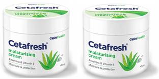 Cipla Cetafresh Moisturising Cream with Vitamin E|For Face, Hands & Body| Pack of 2