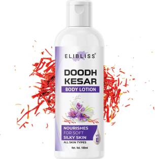 ELIBLISS Doodh & Kesar Body Lotion, Medium Hydration, No Mineral Oil, Parabens, Silicones