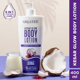 Orgatre Body Lotion 6in1 Care, Kesar Glow with Vitamin-E, 24 hr Intense Deep Moisturizer