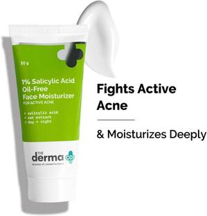 The Derma Co 1% Salicylic Acid Oil-Free Moisturizer For Face with Oat Extract for Active Acne
