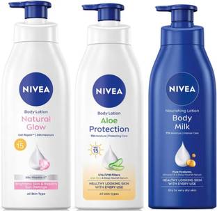 NIVEA BODY LOTION 400 ML - NATURAL GLOW , ALOE PROTECTION & BODY MILK