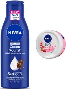 NIVEA Cocoa Nourish 200ml and Berry Blossom 50ml cream 2pc set