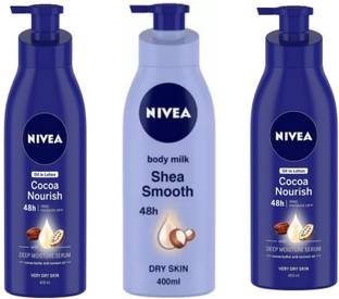 NIVEA Cocoa Nourish Body Lotion 400 ML 2 Pcs & Shea Smooth Body Lotion 400 ML 1