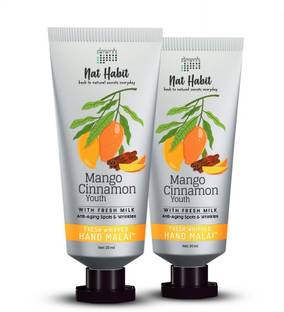 Nat Habit Mango Cinnamon Fresh Whipped Hand Malai/Cream for Anti-Aging Spots & Wrinkles,