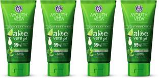Ayouthveda Aloe Vera Gel|Multi Purpose Gel For Face, Body & Hair|With Neem,Tulsi (4X150g)