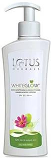 LOTUS HERBALS WhiteGlow Skin Whitening & Brightening Hand & Body Lotion SPF-25 I PA+++