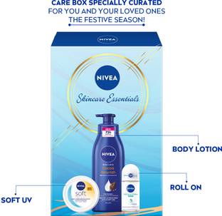 NIVEA Combo with Moisturizer Body Lotion, Soft Face Cream with SPF, Deo Roll for Women