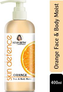 KEYA SETH AROMATHERAPY Skin Defence Orange Face & Body Moist Enriched with Orange, Carrot Seed & Wheatgerm Essential Oil -Deep Nourishing, Ultra Light, Moisturizer, Non Sticky - No Mineral Oil Parabens, Color & PG