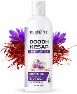 ELIBLISS Doodh & Kesar Body Lotion, Medium Hydration, No Mineral Oil, Parabens, Silicones