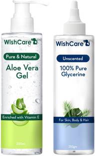 WishCare Pure & Unscented Glycerine (250 ml) & Natural Aloe Vera Gel (200 ml)
