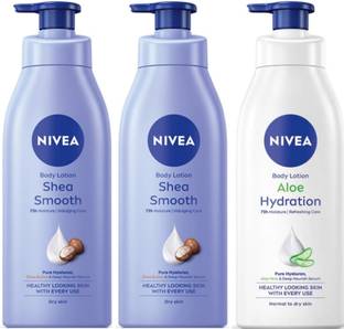 NIVEA BODY LOTION 400 ML - SHEA SMOOTH QTY 2 & ALOE HYDRTATION QTY 1