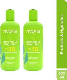 RIVONA NATURALS Matcha Aloe Gel Body Lotion with SPF 30 Sun Protection/ All Skin types (Pack 2)