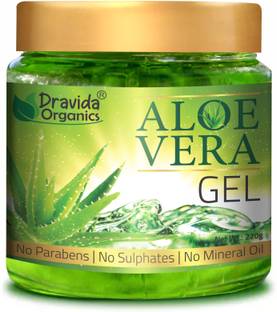 Dravida Organics Pure Aloe Vera Gel (220 Gram ) - Ideal for Skin Care, Face, Acne , Hair Treatment