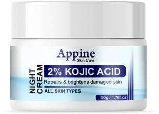 Appine 2% Kojic Acid Glow Fusion Formula Night Cream for Toned and Bright Skin (50 g)