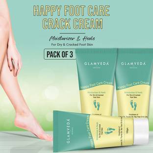 GLAMVEDA Happy Foot Care Crack Cream (Pack of 3) For Rough Dry & Cracked Heels