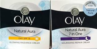 OLAY natural Aura day cream spf-15 50g + natural Aura 7 in One night cream 50g