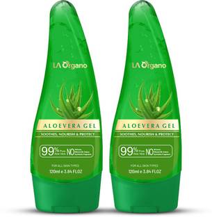 LA Organo Aloe Vera Gel 99% Pure Soothing Aloe Vera Gel (Pack of 2)
