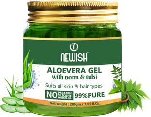 NEWISH Aloe vera Gel With 100% Pure Neem And Tulsi For Skin, Hair And Body