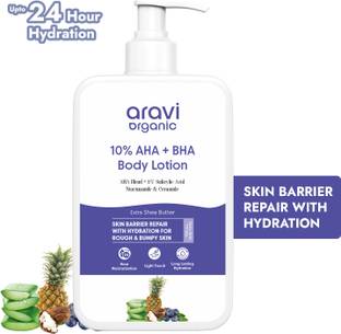 Aravi Organic 10% AHA + 1% BHA Body Lotion - Treats Strawberry Legs & Bumpy Skin With Ceramide